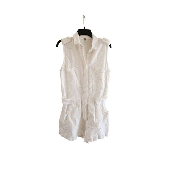 Young Fabulous and Broke YFB  white linen blend romper size small - Picture 1 of 9